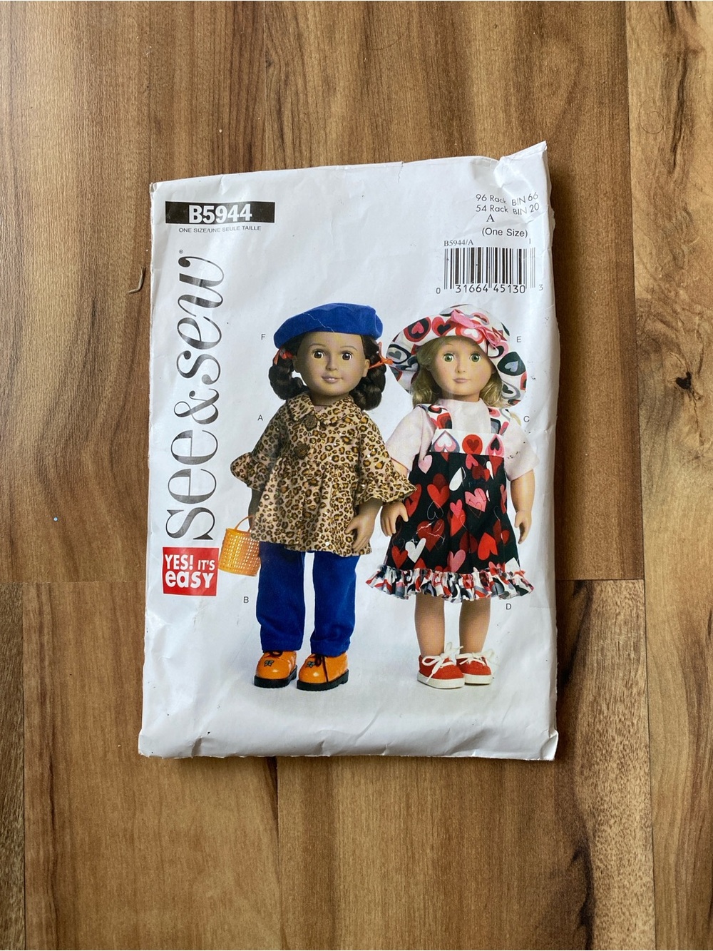 SEE & SEW - Vintage Doll Outfit Sewing Pattern B5944 - Blue & Leopard Prints